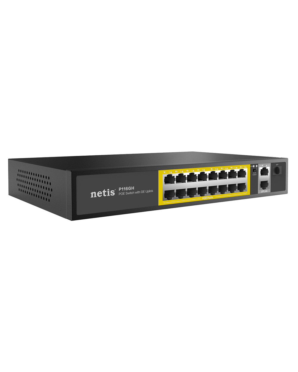 Неуправляемый PoE+ Ethernet коммутатор netis P116GH, 16 портов