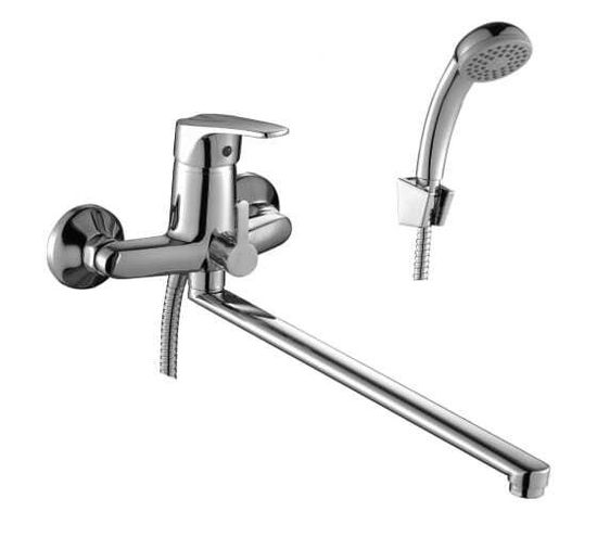 Смеситель универс Rossinka, плоский излив, кнопочный.дивертор D40-32