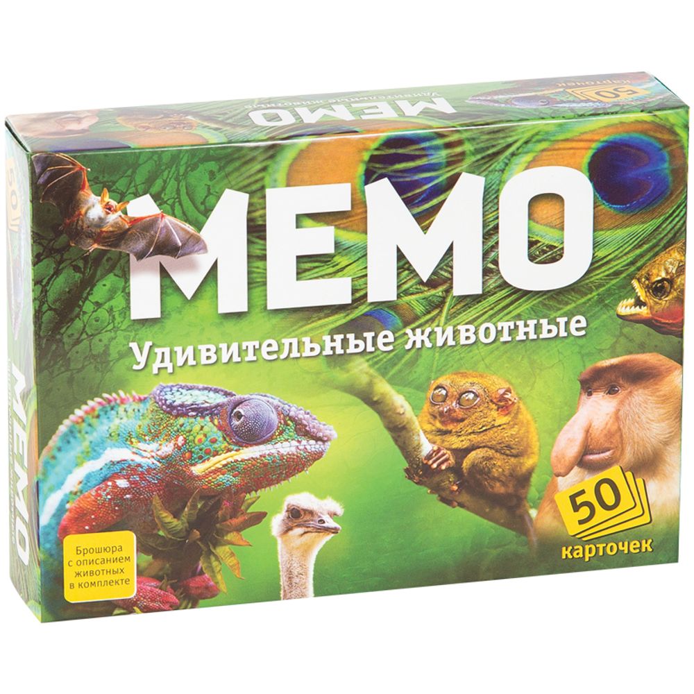Игра настольная Мемо Удивительные животные, от 5 лет, карточная