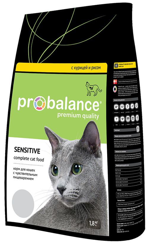 Сухой корм Pro Balance Sensitive для кошек с чувствительным пищеварением, 1.8 кг