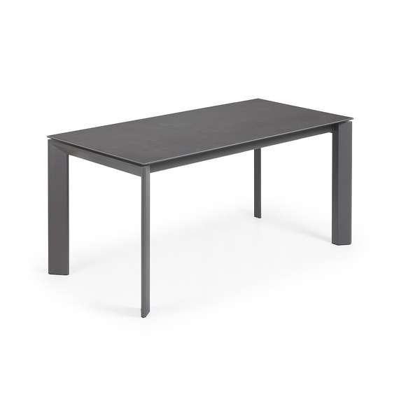 Раздвижной стол Axis 160-220x90 см, черная керамика, черный каркас