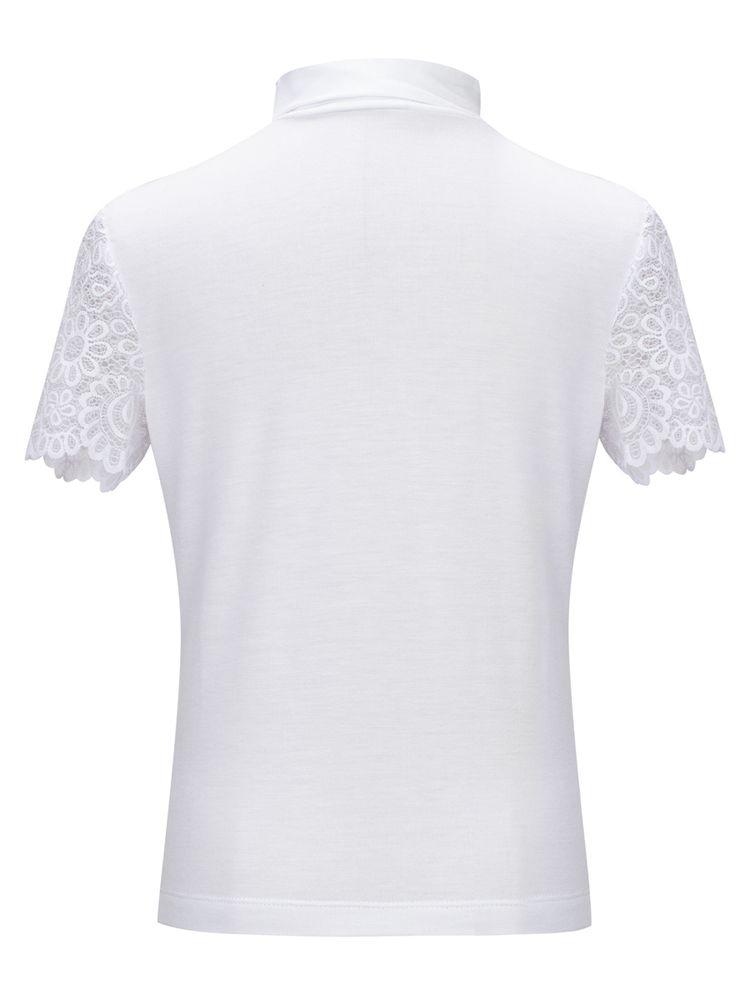 Белая блузка с кружевными рукавами AMADEO