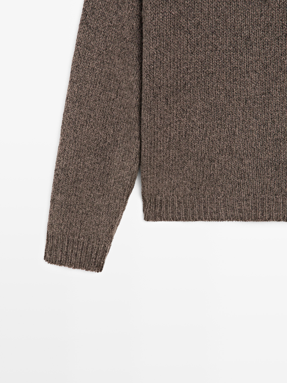 Massimo Dutti Вязаный свитер с высоким воротом и меланжевым принтом - Limited Edition, бежевый