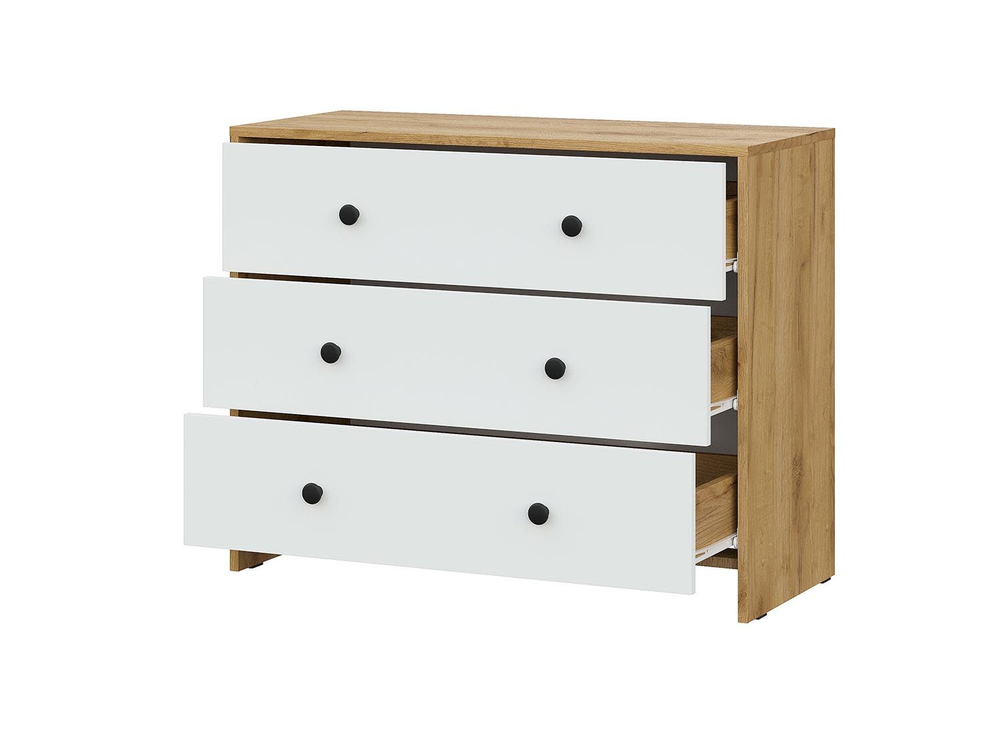 Дольче комод 3 ящика / Дуб золотой/Белый