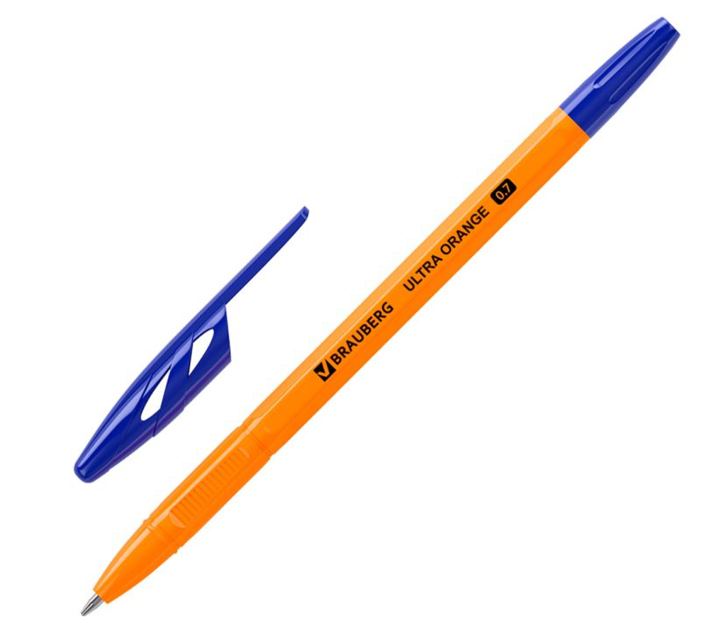 Ручка шариковая BRAUBERG «ULTRA ORANGE», СИНЯЯ, узел 0,7 мм, чернила ГЕРМАНИЯ, наконечник ШВЕЙЦАРИЯ