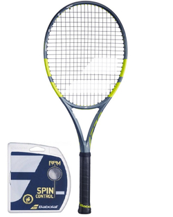 Теннисная ракетка Babolat Pure Aero 98 Gen-9 - metallic dark forest/yellow + струны