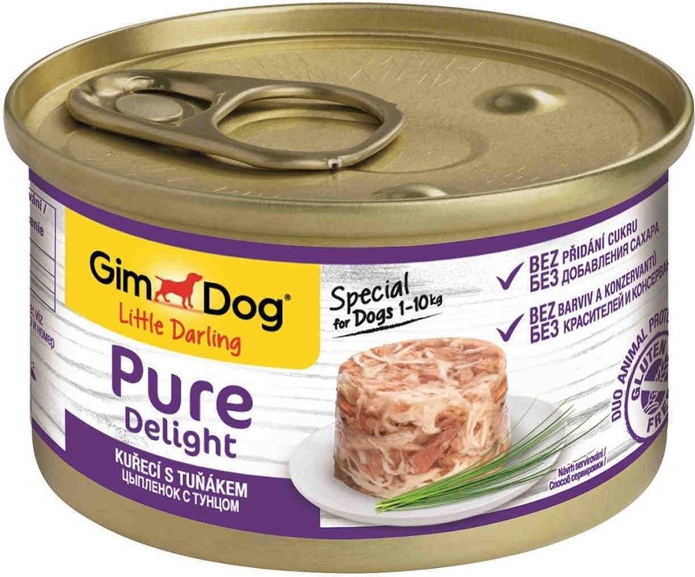 GimDog 85 г Pure Delight консервы для собак из цыпленка с тунцом