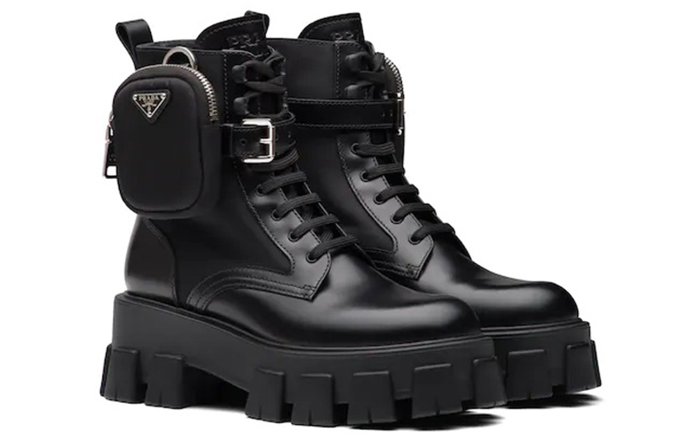 PRADA Monolith Pouch-detail Leather Boots