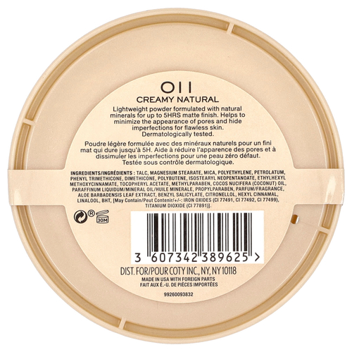 Rimmel London, Stay Matte, Lightweight Mattifying Powder, 011 Creamy Natural, 0.49 oz (14 g)