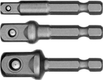 Набор STAYER MASTER ″MAXFIX″: Адаптеры для торцовых головок, сталь 40Cr, 3 предмета E1/4-1/4″, E1/4-3/8″, E1/4-1/2″, 50 мм