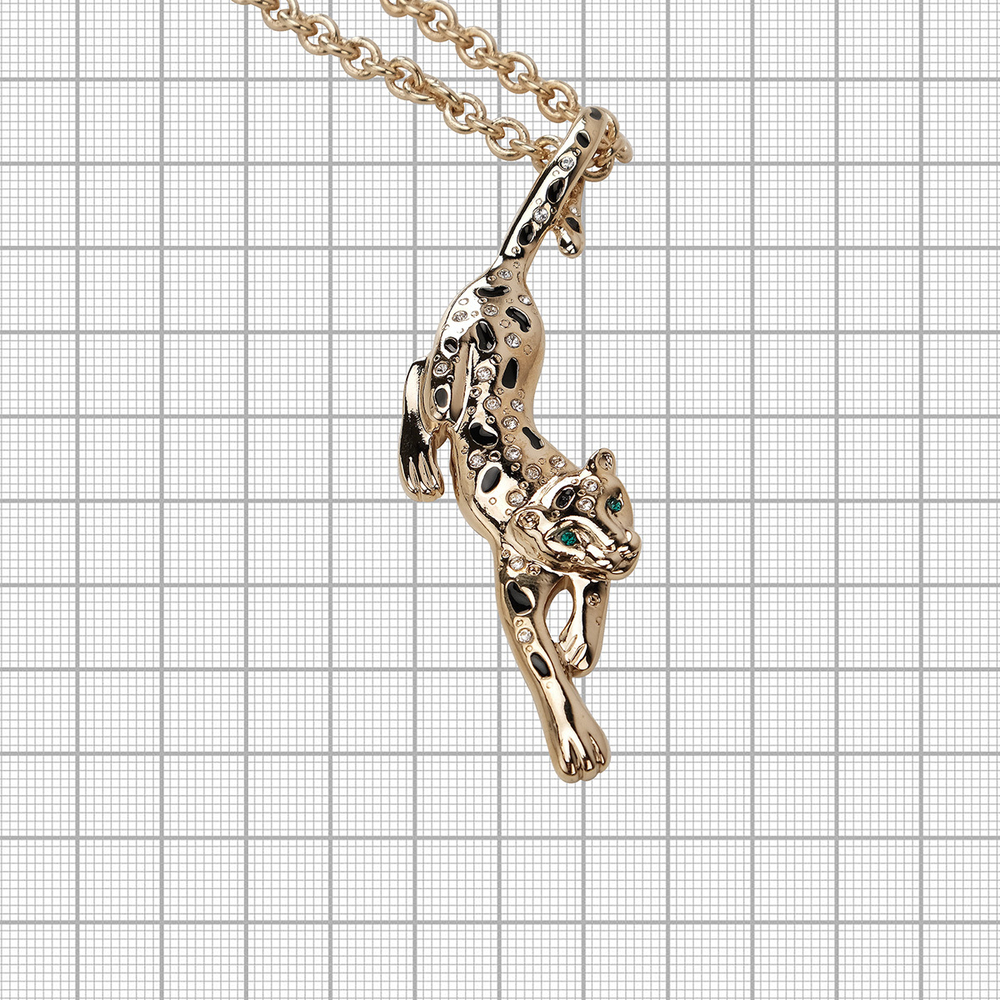 "Бизарта" подвеска в золотом покрытии из коллекции "Дикие кошки" от Jenavi с замком карабин