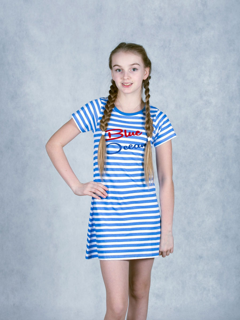 Платье для девочек Little Beetle, белый/синий 549047