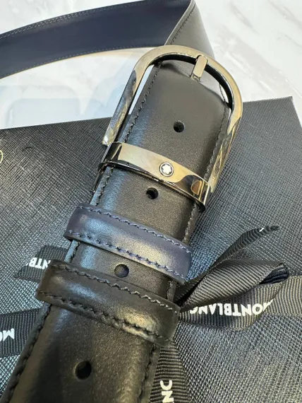 Двусторонний ремень Montblanc из кожи черного цвета 35мм