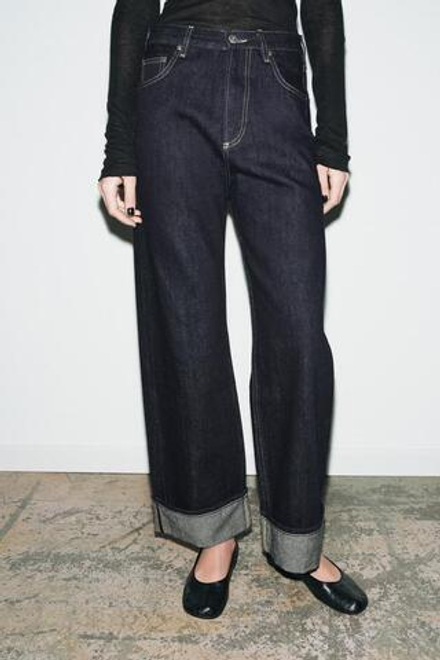 ZARA ДЖИНСЫ BAGGY СО СРЕДНЕЙ ПОСАДКОЙ — ZW COLLECTION, СИНИЙ