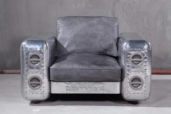 Кресло Aviator, серая натуральная кожа