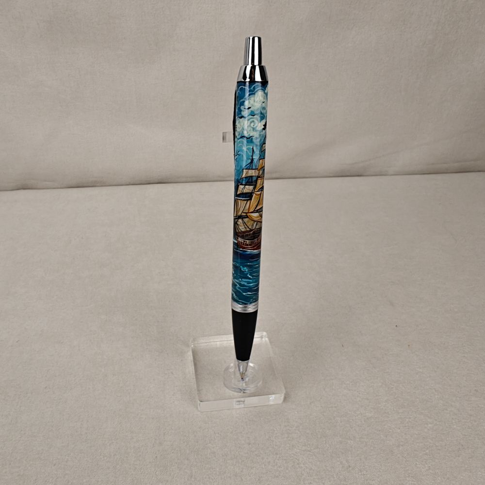 Ручка шариковая "Парусник" с ручной росписью Палех