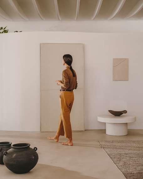 Maha Картина Белая с горизонтальной линией 110 х 220 см