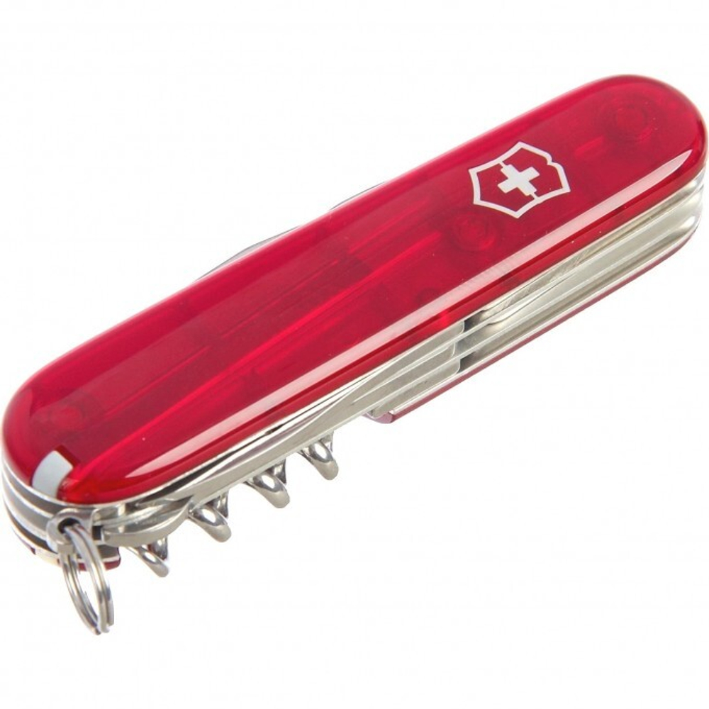 Нож Victorinox Climber, 91 мм, 14 функций, полупрозрачный красный
