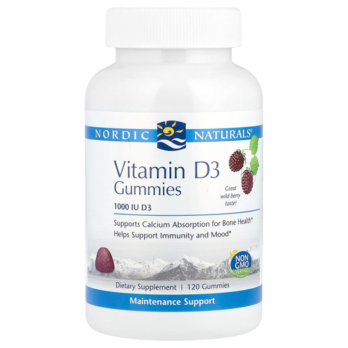 Nordic Naturals, Жевательные таблетки с витамином D3, лесные ягоды, 1000 МЕ, 120 жевательных таблеток