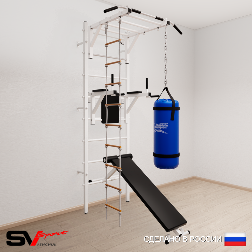 Шведская стенка Sv Sport 5521 (Турник рукоход/Брусья/Скамья/Лестница/Цепь/Мешок 15кг)