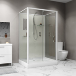 Душевая кабина Niagara Standart ST120/90/15Q/BK (120х90х200) прямоугольник,поддон 15см,распашная,проф.белый,без крыши,3 места