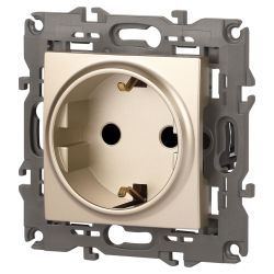 14-2102-04 ЭРА Розетка 2P+E Schuko со шторками, 16A-250В, IP20, Эра Elegance, шампань | Elegance Шампань