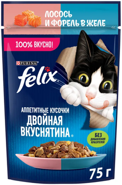 Felix Лосось и форель в желе 75г.*26шт.