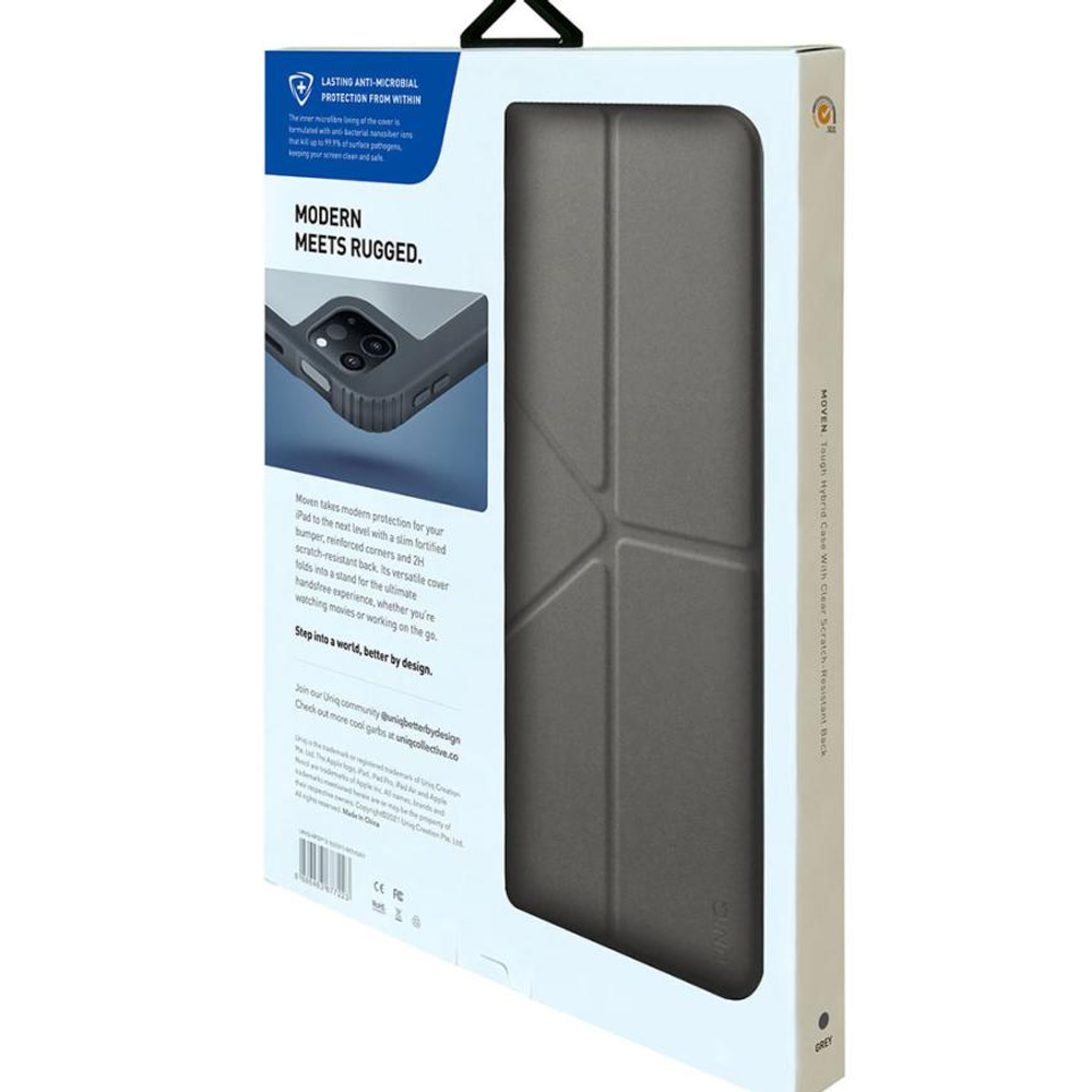 Гибридный чехол-подставка Uniq Moven для iPad Pro 12,9" (2021–2022) Антимикробное покрытие. Есть отсек для Apple Pencil или аналогичного стилуса