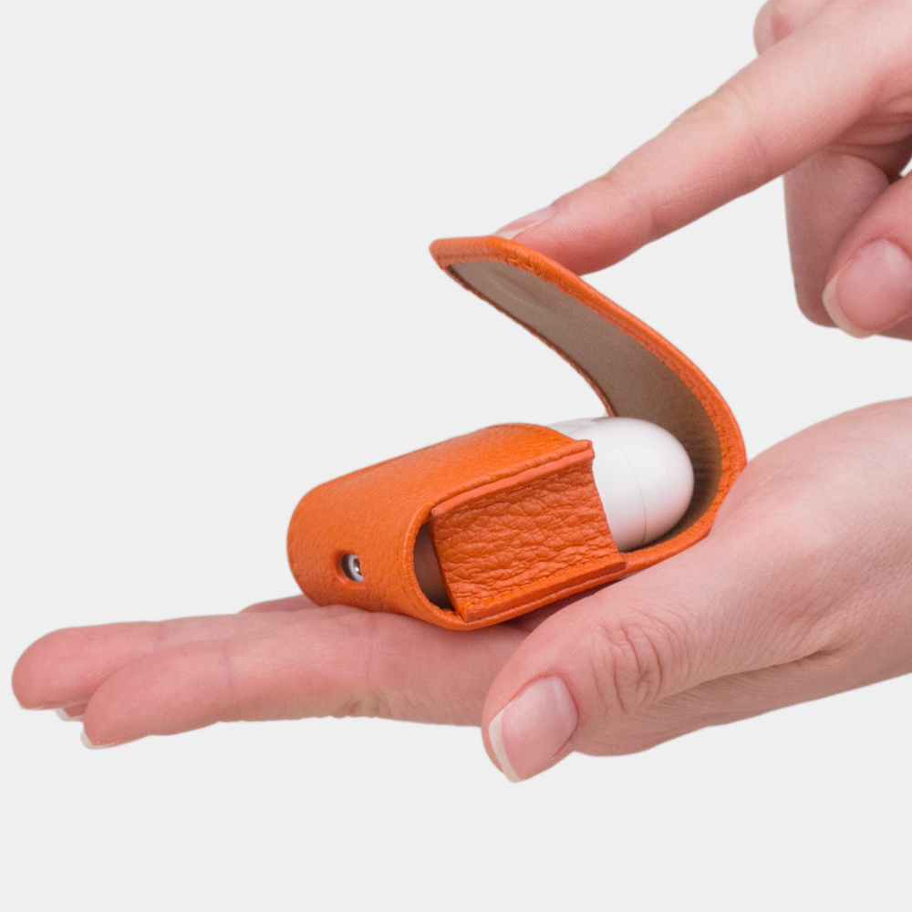 Чехол для наушников Petit из кожи теленка, оранжевого цвета