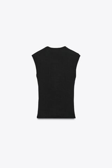 ZARA ФУТБОЛКА ИЗ ЭЛАСТИЧНОЙ ТКАНИ В РУБЧИК, ЧЕРНЫЙ