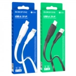 Кабель Borofone BX85 USB-Lightning 2.4А 1м плоский PVC Black
