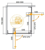 Душевой уголок Cezares SLIDER-AH-2-70/80-80/90-GRIGIO-NERO, профиль черный
