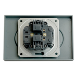 Розетка 2-местная с защитной шторкой, STEKKER, б/з, 250В, 16А, серия Эмили, RST16-5116-10 , платиново-серый, soft touch 49955