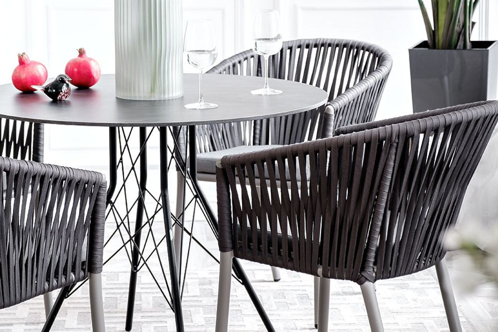 "Конте" интерьерный стол из HPL круглый Ø90см, цвет "серый гранит"