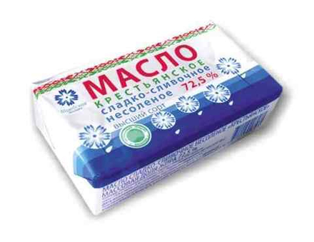Масло сливочное "Крестьянское" 72,5% 180г. Витебск