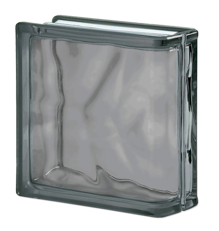 Стеклоблок Vitrablok Торцевой Волна Графит 19x19x8 - окрашенный в массе