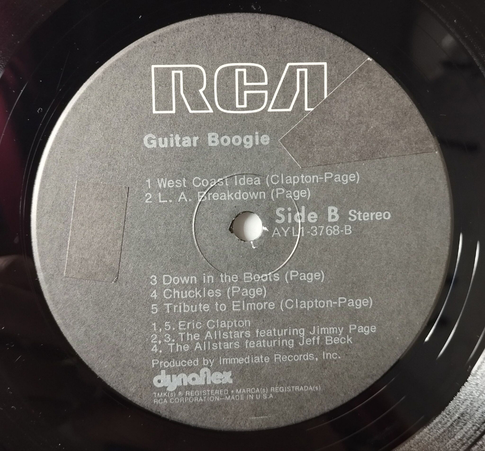 Винтажная виниловая пластинка LP Eric Clapton, Jeff Beck, Jimmy Page Guitar Boogie (USA 1973)