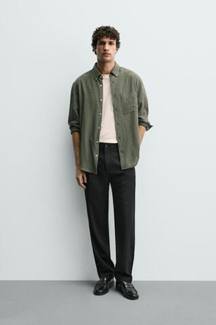 ZARA БРЮКИ STRAIGHT FIT КОМФОРТ, ЧЕРНЫЙ