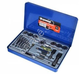 Набор метчиков и плашек 21пр. ЕРМАК (кейс) 637025