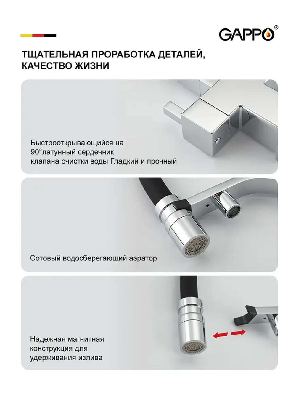 Смеситель для кухни с подключением к фильтру Gappo G4395-60