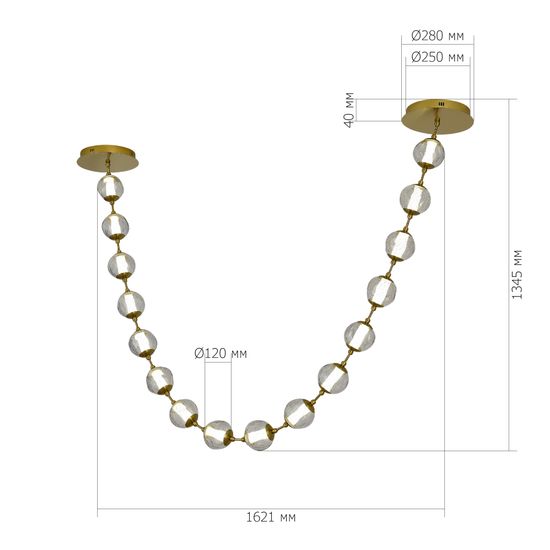 SL6520.303.16 Светильник подвесной ST-Luce латунь/прозрачный с пузырьками воздуха LED 1*80W 4000K HELMI