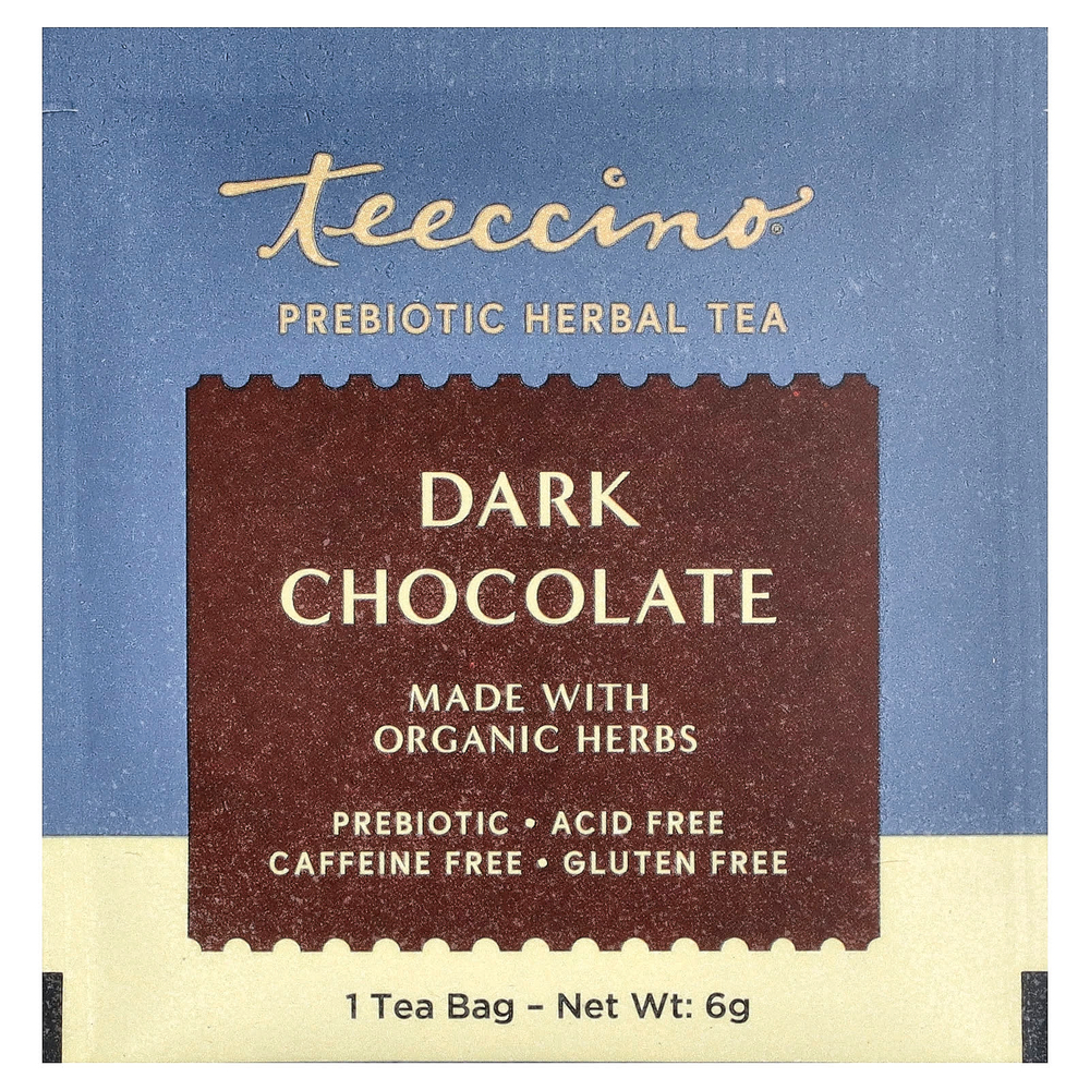Teeccino, Травяной чай с пребиотиками, темный шоколад, без кофеина, 25 чайных пакетиков, 150 г (5,3 унции)
