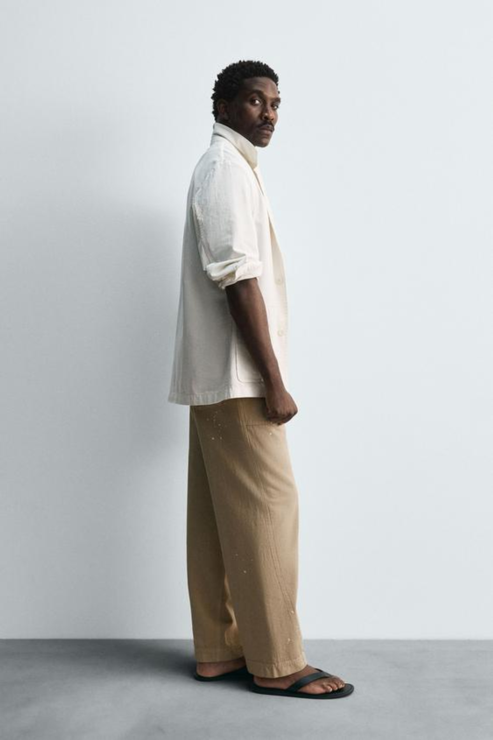 ZARA БРЮКИ С БРЫЗГАМИ КРАСКИ ЛИМИТИРОВАННАЯ СЕРИЯ, ПЕСОЧНЫЙ