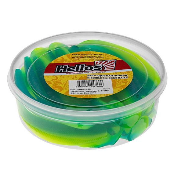 Виброхвост несъедоб. Trofey 5.5&#39;/14см Blue Lime 20шт. (HS-25-040-N-20) Helios