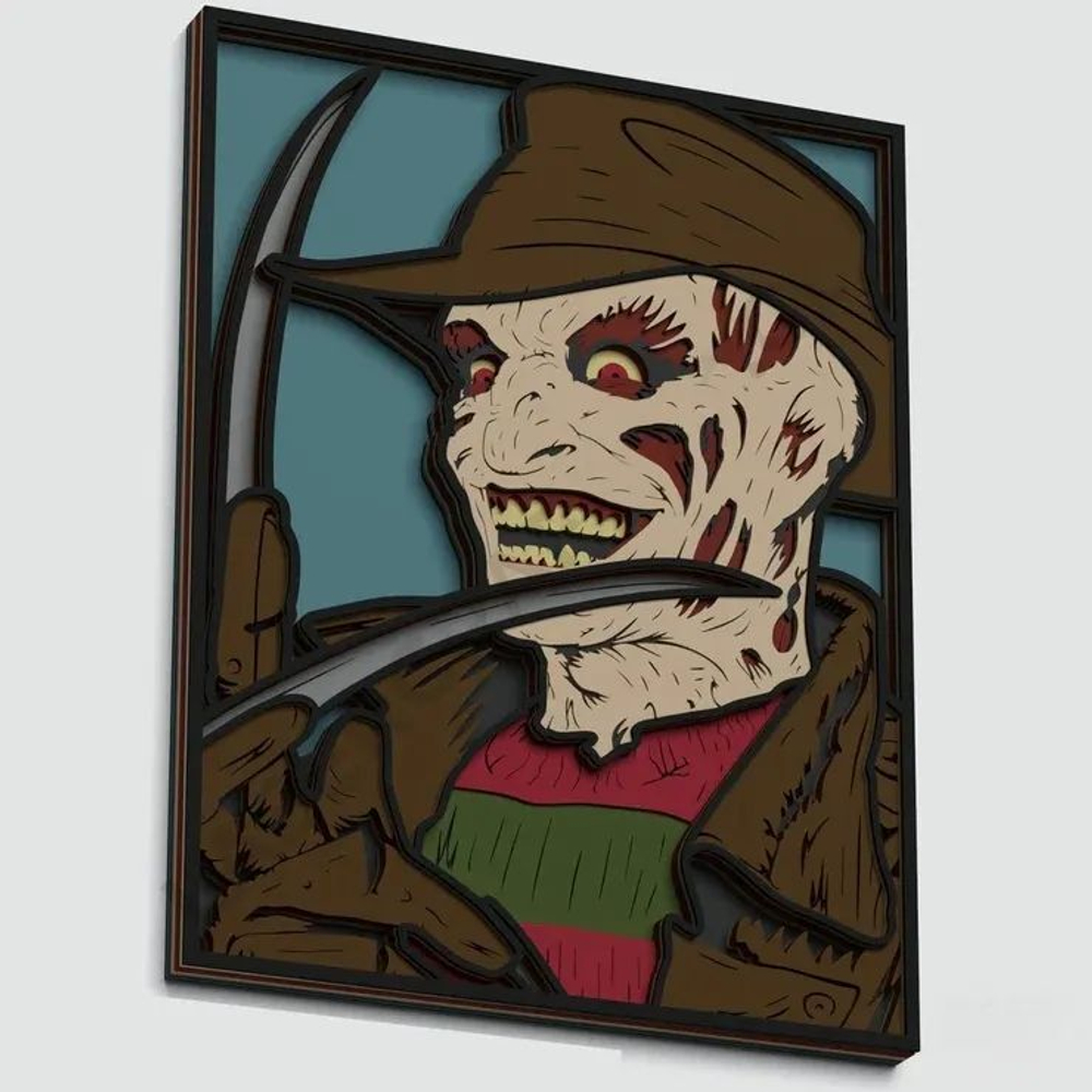 3D Картина по номерам из дерева Фредди Крюгер, 23x30 см
