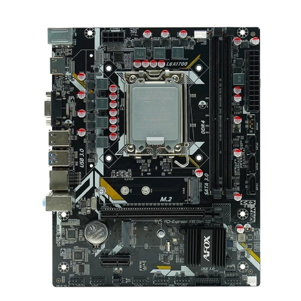 Материнская плата AFOX IH610D4-MA5-V4 (Socket 1700, mATX, 2*DDR4(64Gb), VGA+ HDMI, 3*SATA3, 1*M.2, 1*PCIEx16/1*PCIEx1, 2*USB 2.0, 2*USB 3.0, 2 x PS/2, LAN 1*1G) RTL