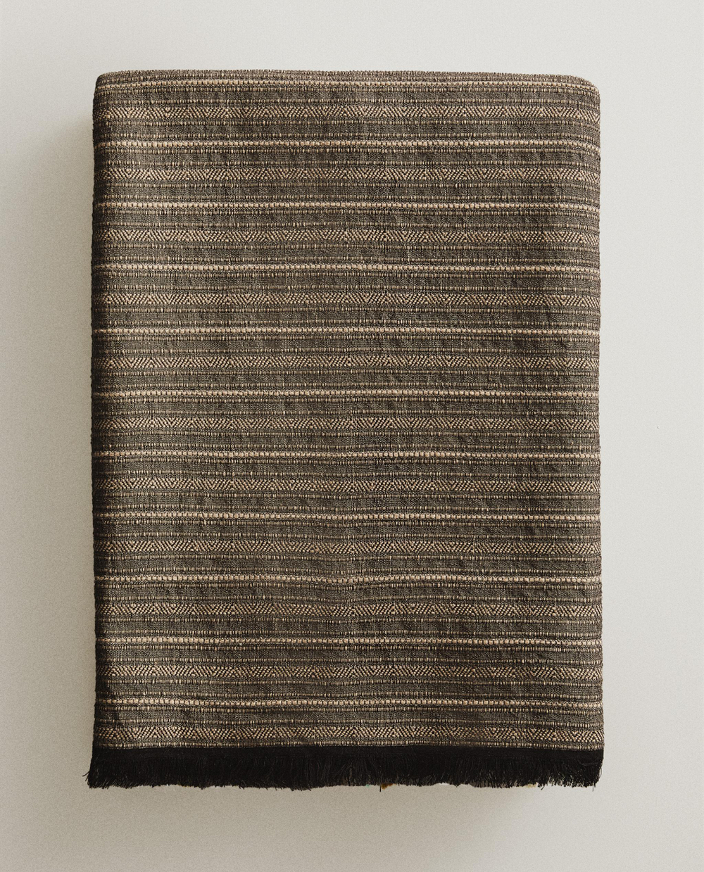 Zara Home плед из хлопка, серый, в полоску, 140x190 см