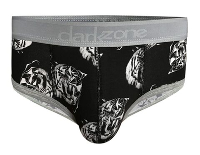 Черные мужские трусы-брифы с принтом в виде тигров (Размер: S) (Цвет: черный)