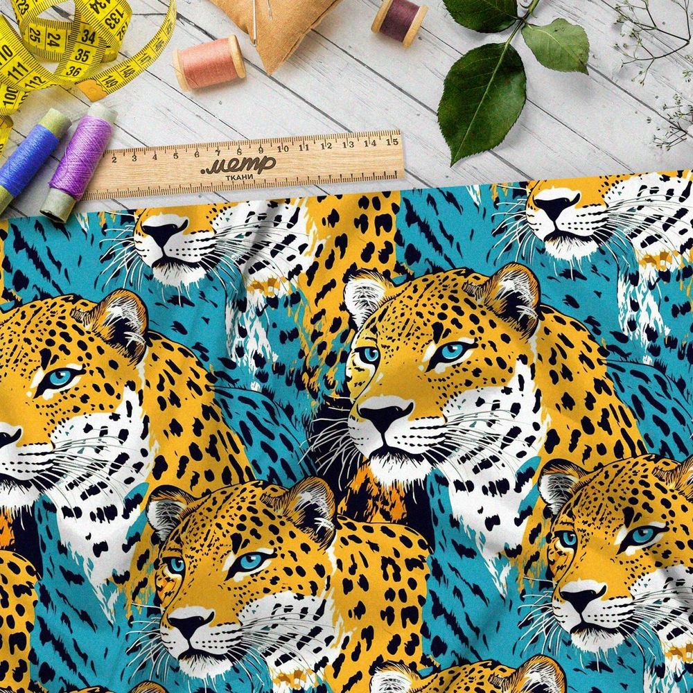 Ткань премиум бифлекс крупные хищные кошки