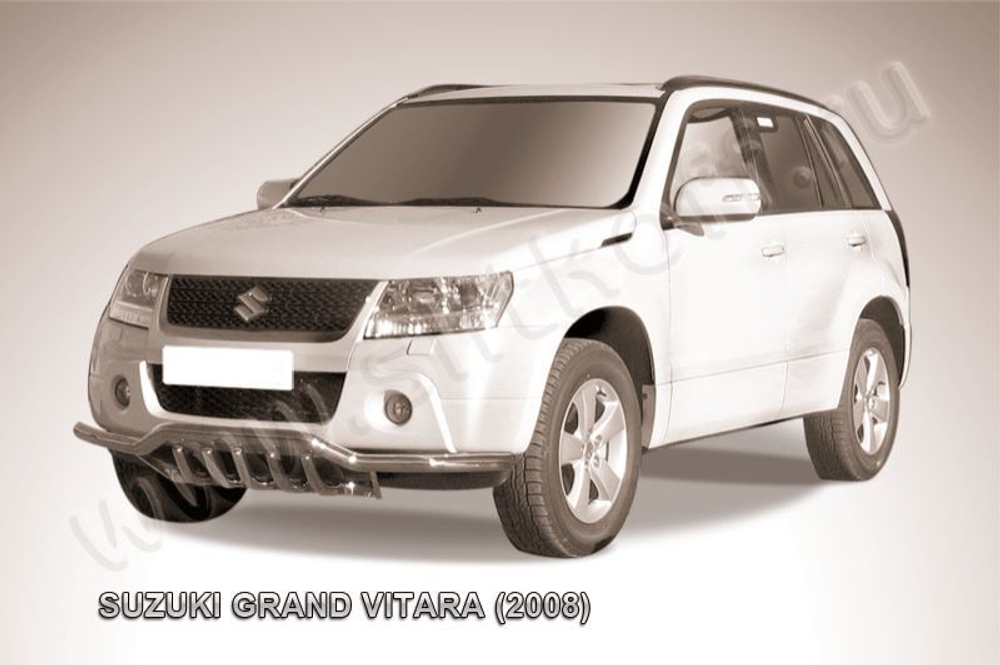 Защита переднего бампера (нержавейка) Suzuki Grand Vitara (2008-2012) d57 с защитой картера